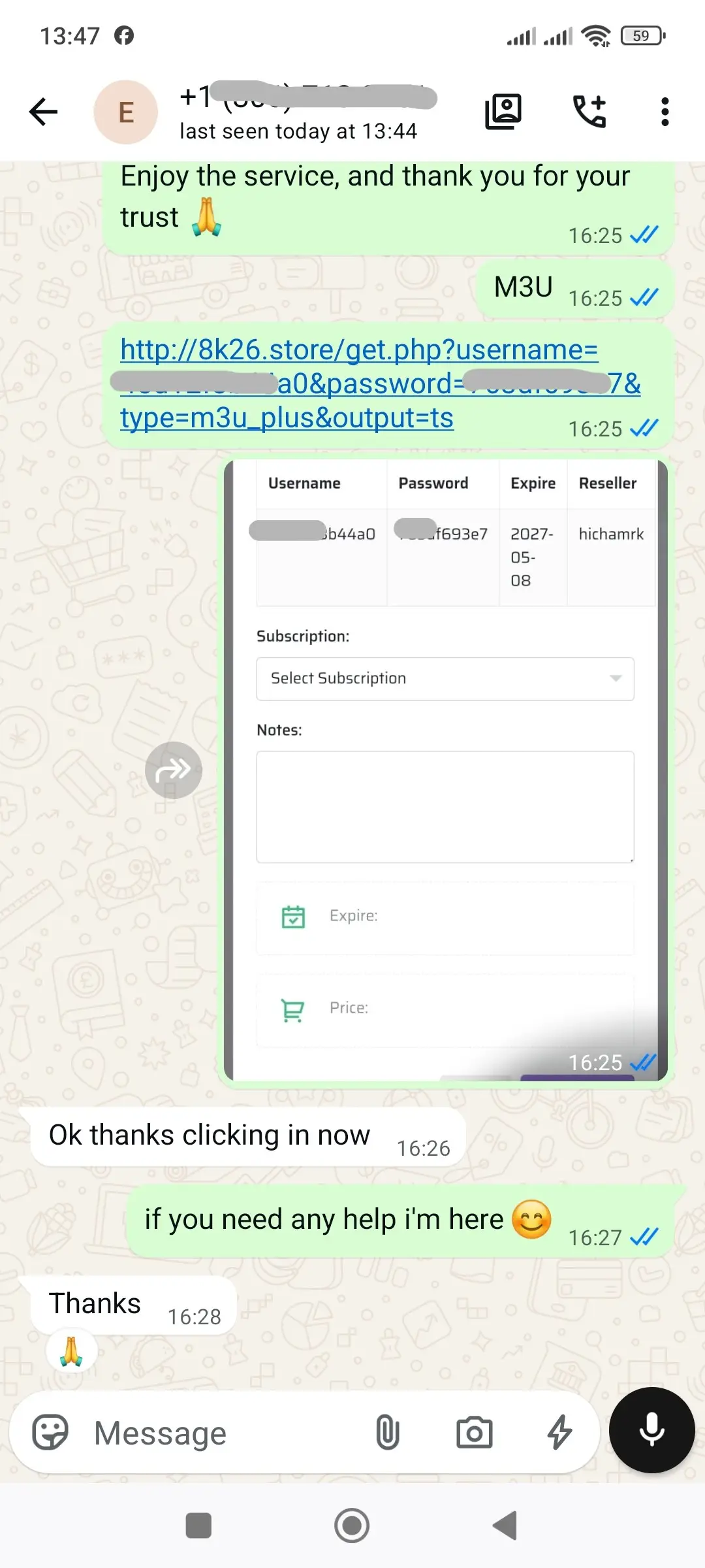 Preuve d'Activation WhatsApp IPTV