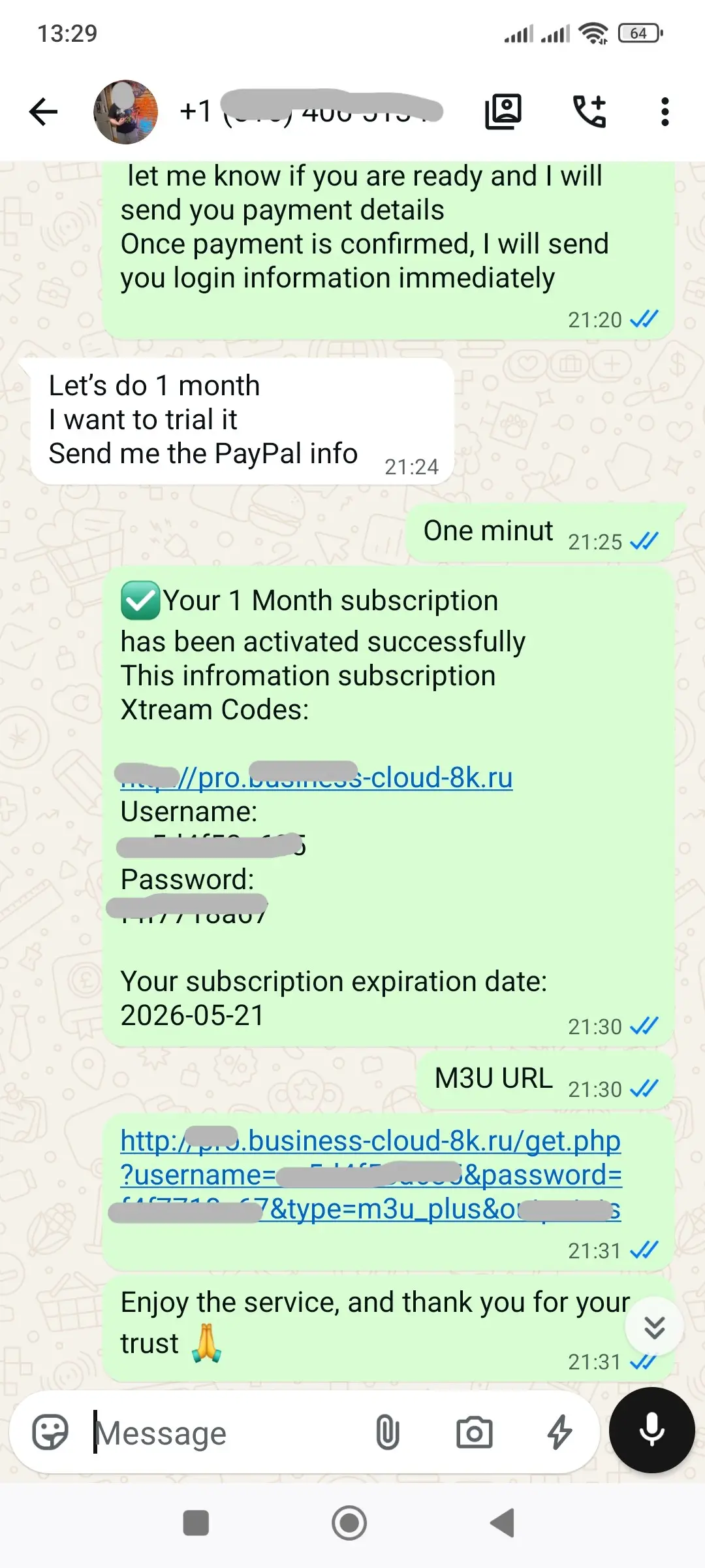 Avis WhatsApp Abonné Côte-Nord IPTV